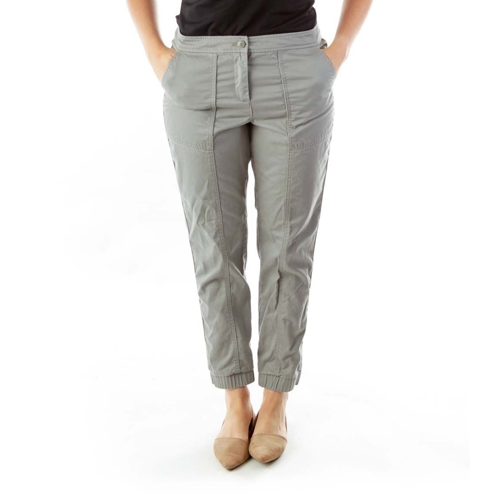 Garnet Hill Tapered Cargo Jogger Pants in Gray Cotton Plus Size 16 NEW